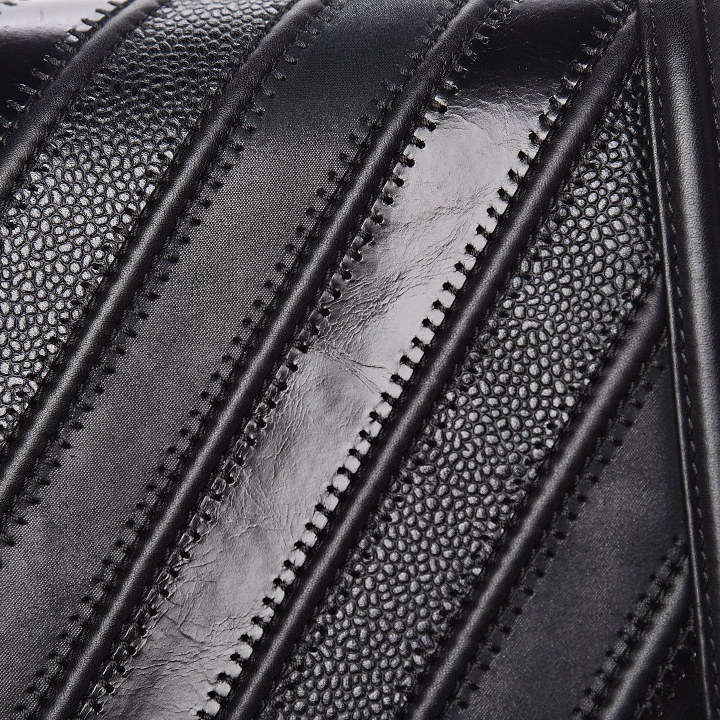 Calfskin Caviar Suede Chevron New Medium Boy Flap Black