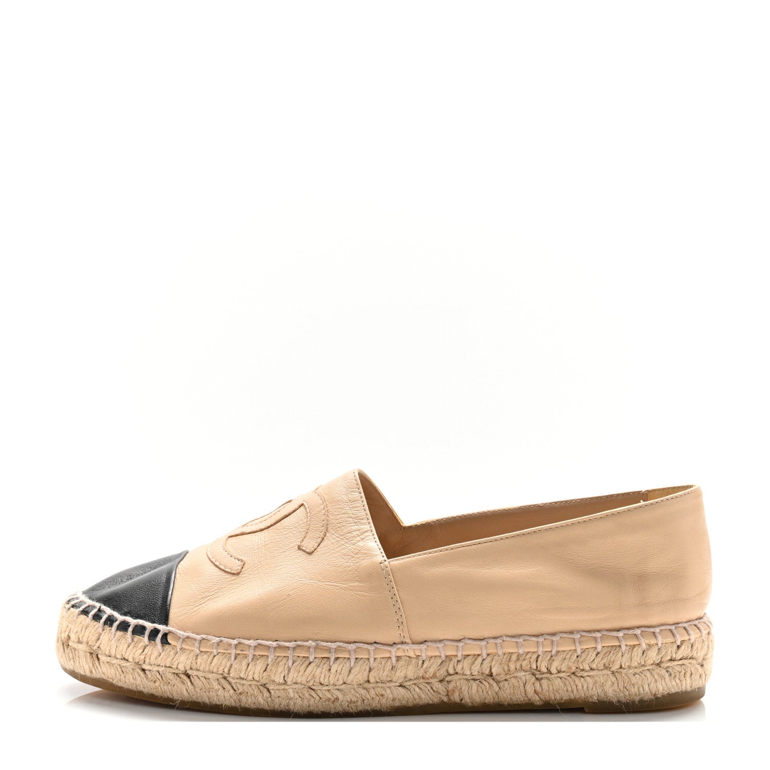 Chanel Lambskin CC Espadrilles 37 Beige Black 1 of 9