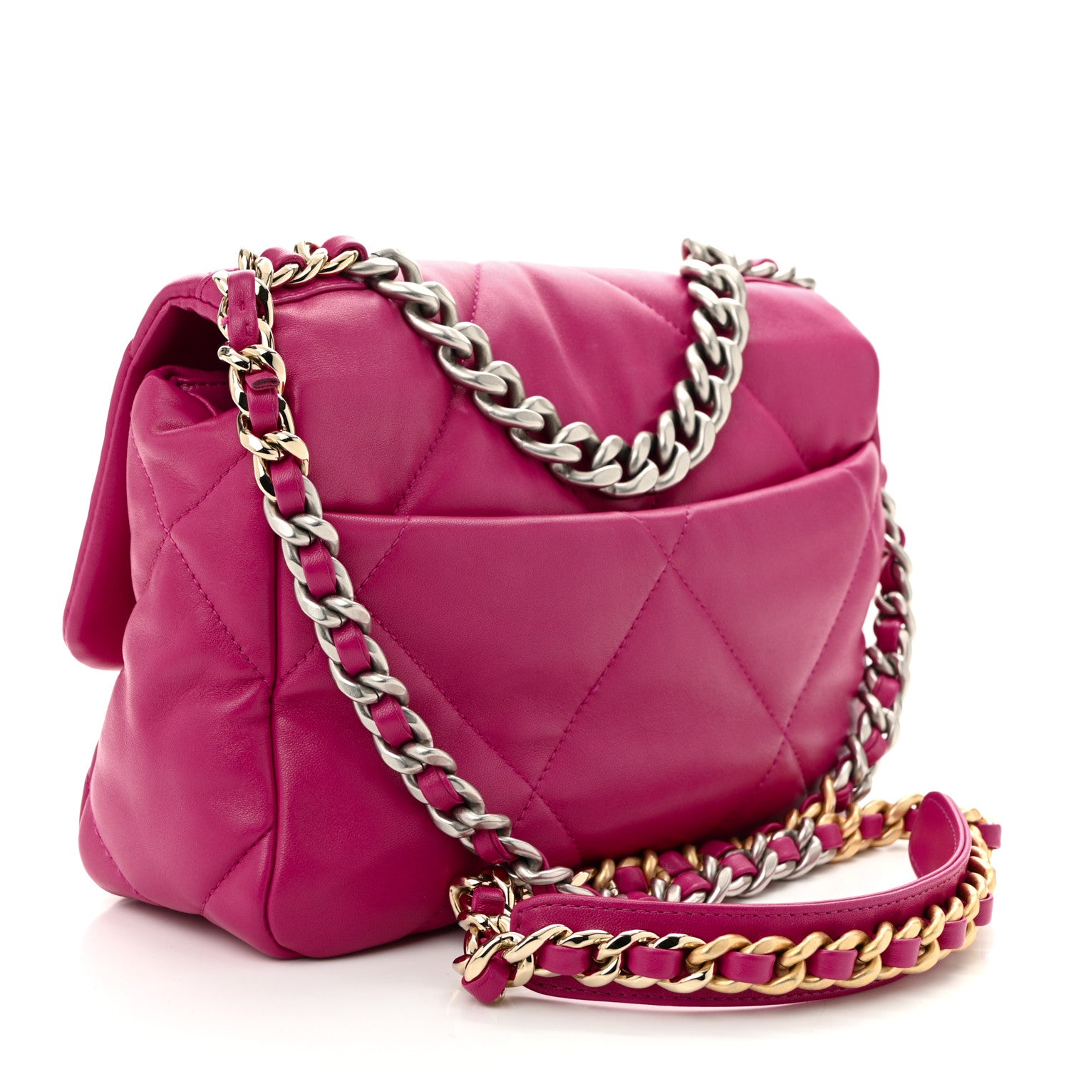 Chanel Lambskin Quilted Medium Chanel 19 Flap Dark Pink 3 of 10