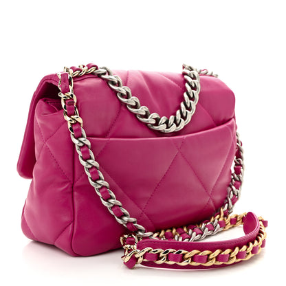 Chanel Lambskin Quilted Medium Chanel 19 Flap Dark Pink 3 of 10