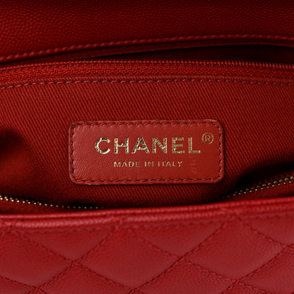 Chanel Caviar Quilted Medium Coco Handle Flap Dark Red 6 of 10