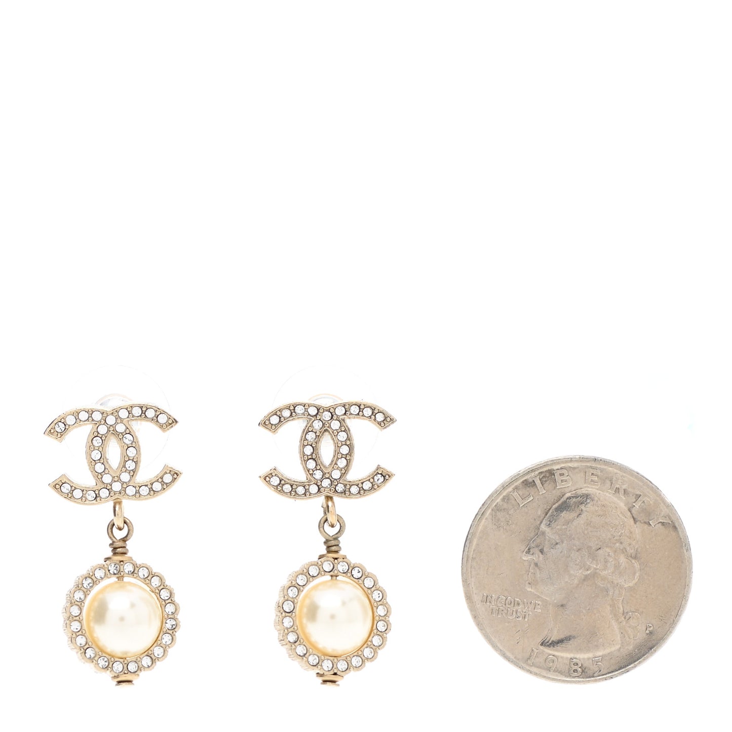 Crystal Pearl Pearls Coronation CC Drop Earrings Gold