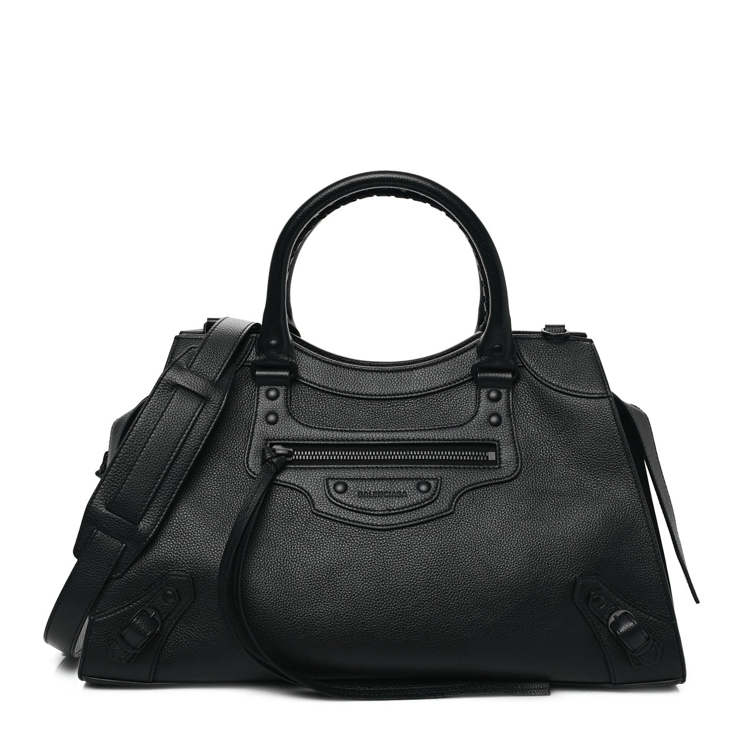 Grained Calfskin Neo Classic Black Hardware Medium City Black
