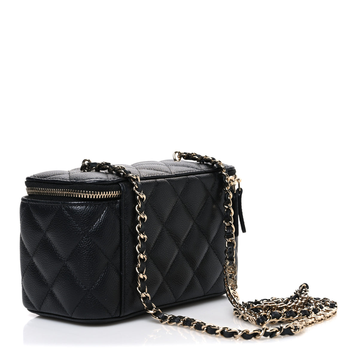 Chanel Caviar Quilted Small Tiny CC Vanity Case With Chain  Black 3 of 11