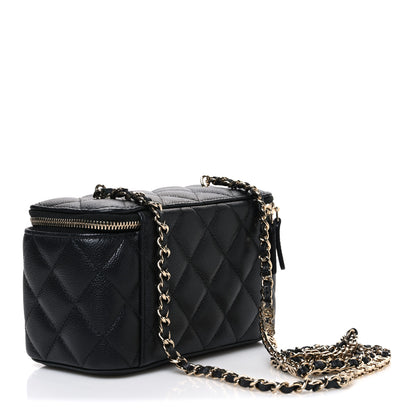Chanel Caviar Quilted Small Tiny CC Vanity Case With Chain  Black 3 of 11