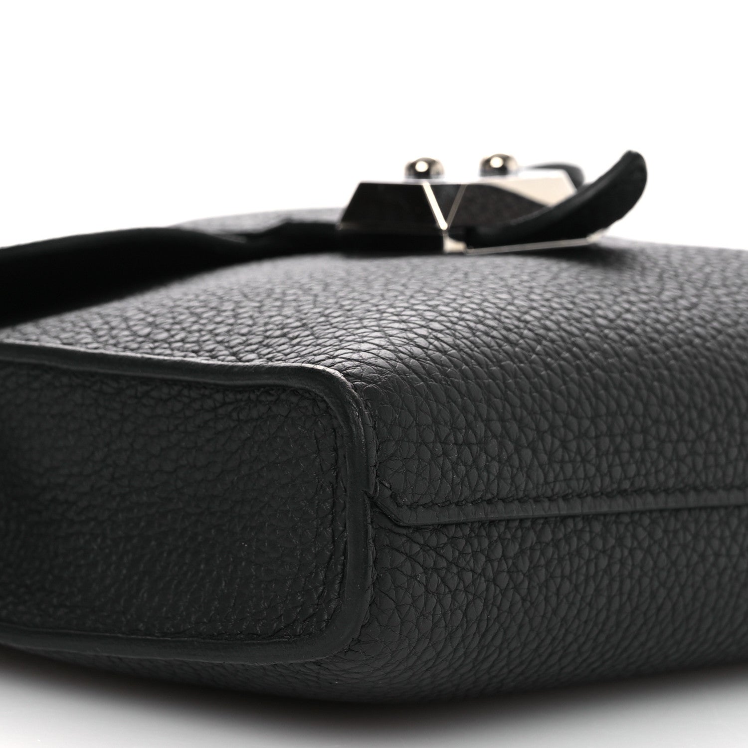 Hermes Togo Laque Sac A Depeches 21 Messenger Bag Black Bleu France 9 of 13