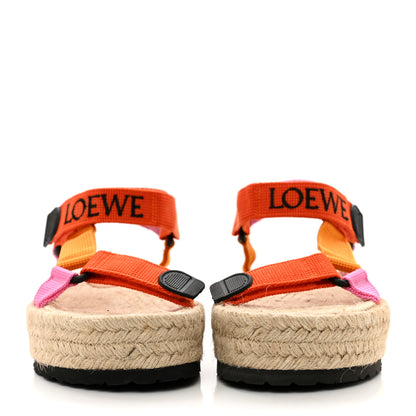 Loewe Raffia Paula's Ibiza Strappy Espadrille Sandals 38 Orange Multicolor 2 of 8