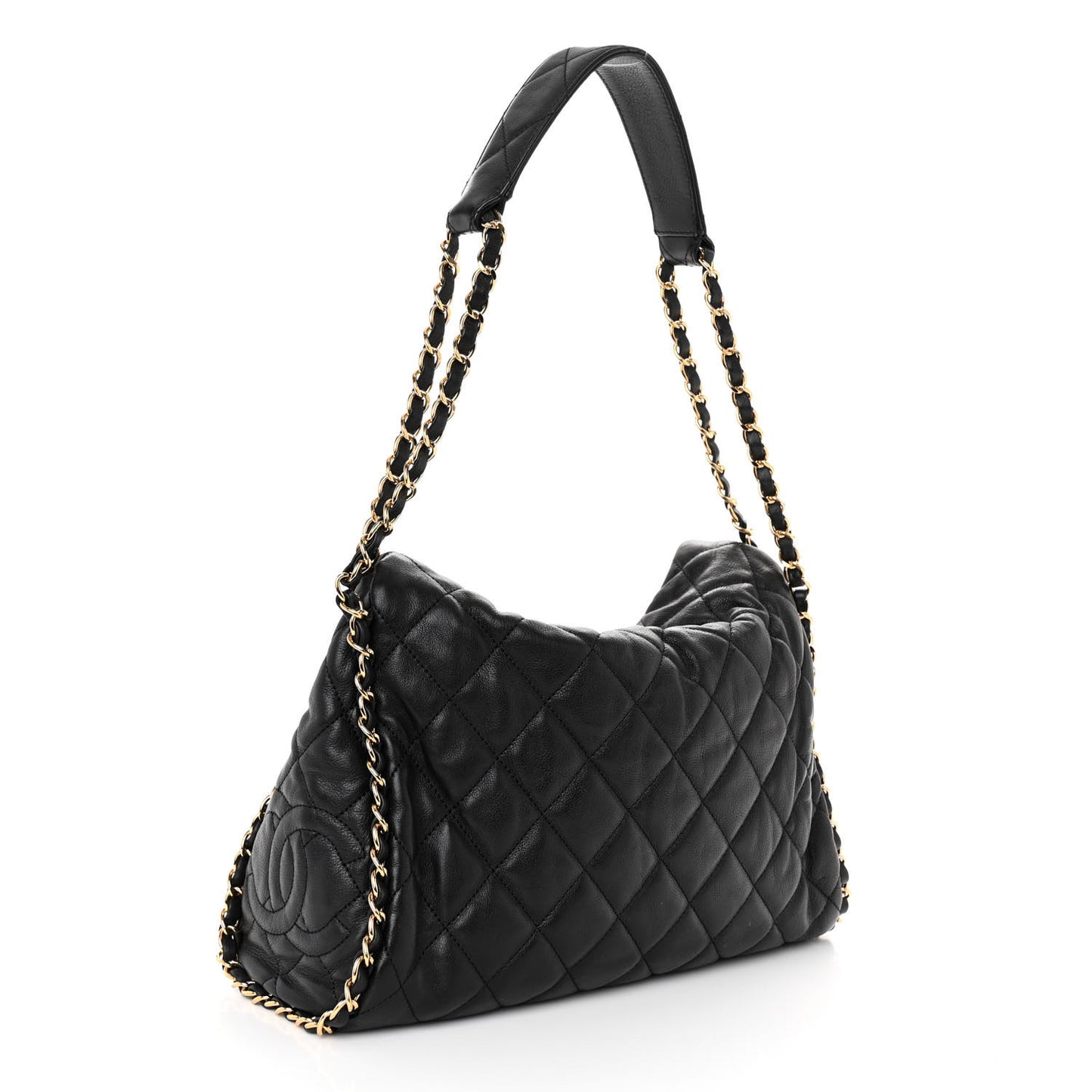Calfskin Quilted Medium Chain Me Hobo Black