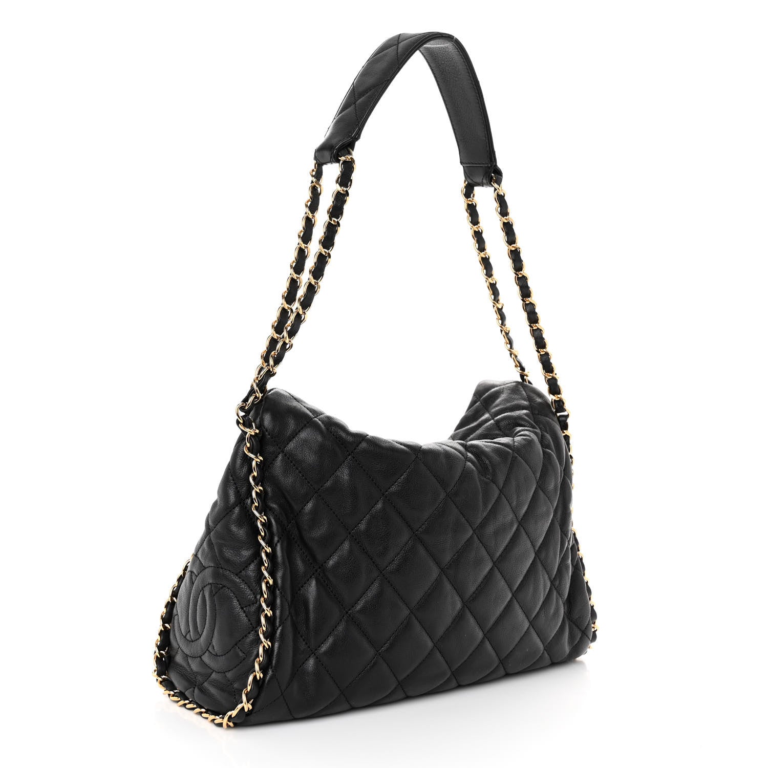 Chanel Calfskin Quilted Medium Chain Me Hobo Black 3 of 9