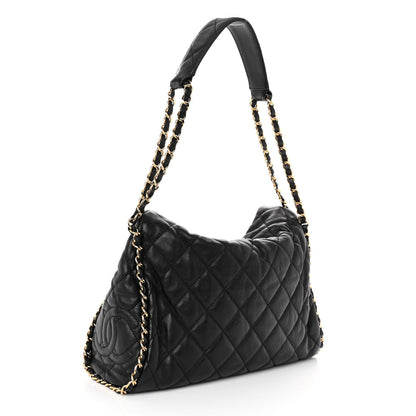 Chanel Calfskin Quilted Medium Chain Me Hobo Black 3 of 9