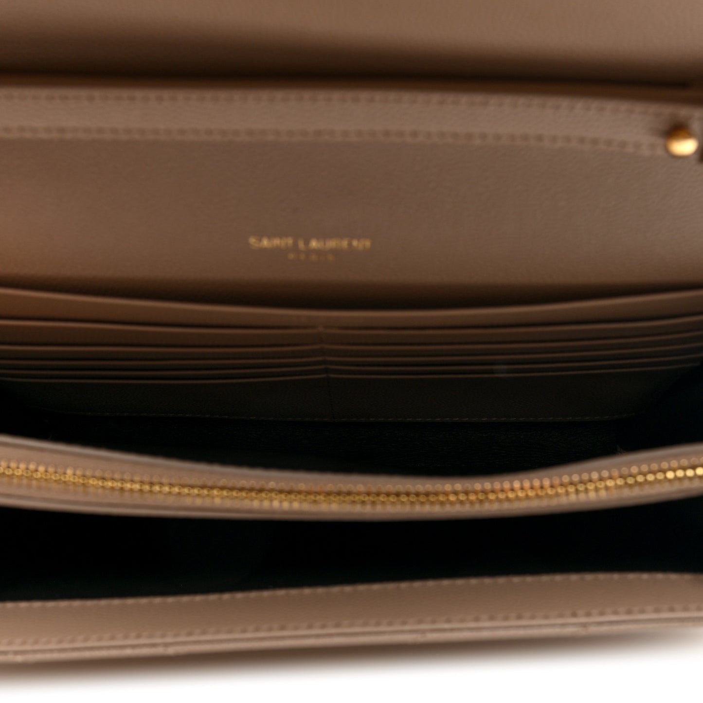 Grain De Poudre Matelasse Chevron Monogram Chain Wallet Dark Beige