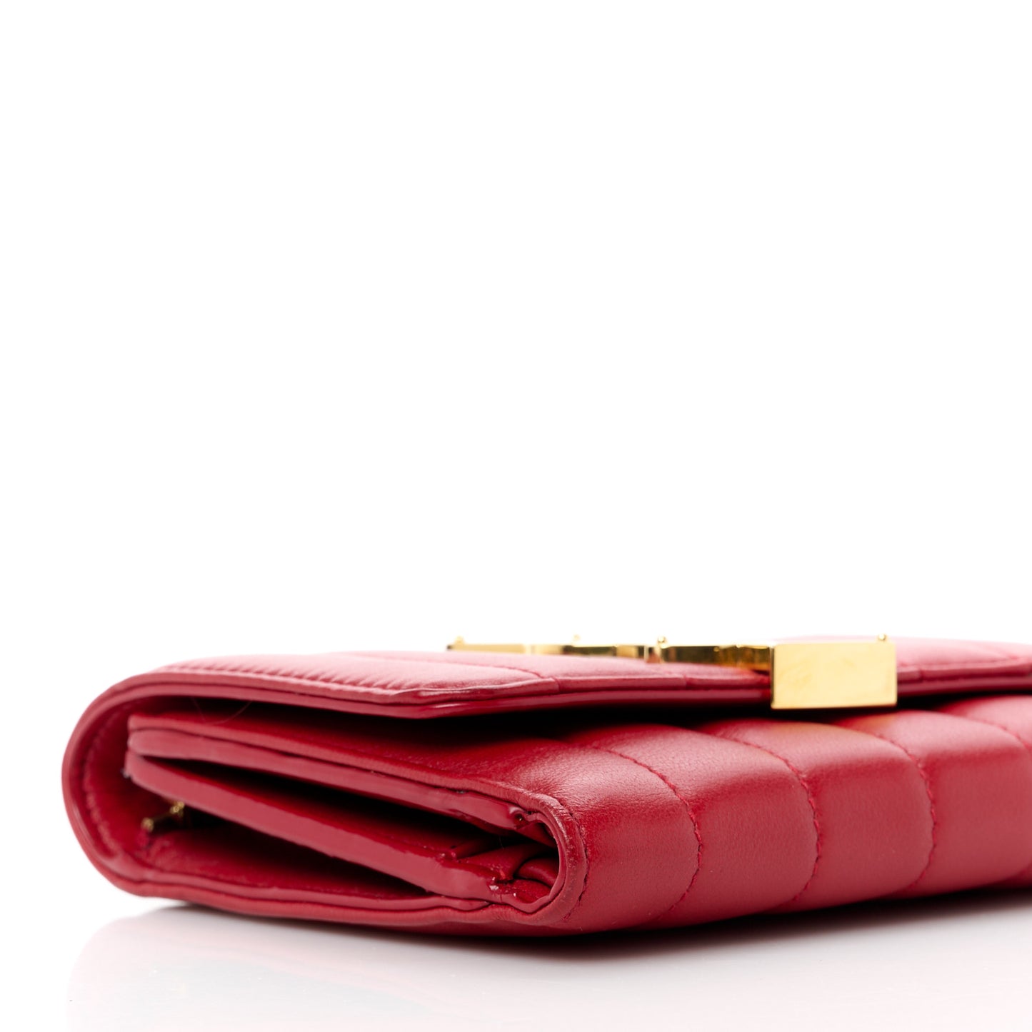 Lambskin Matelasse Monogram Vicky Tri-Fold Wallet Black