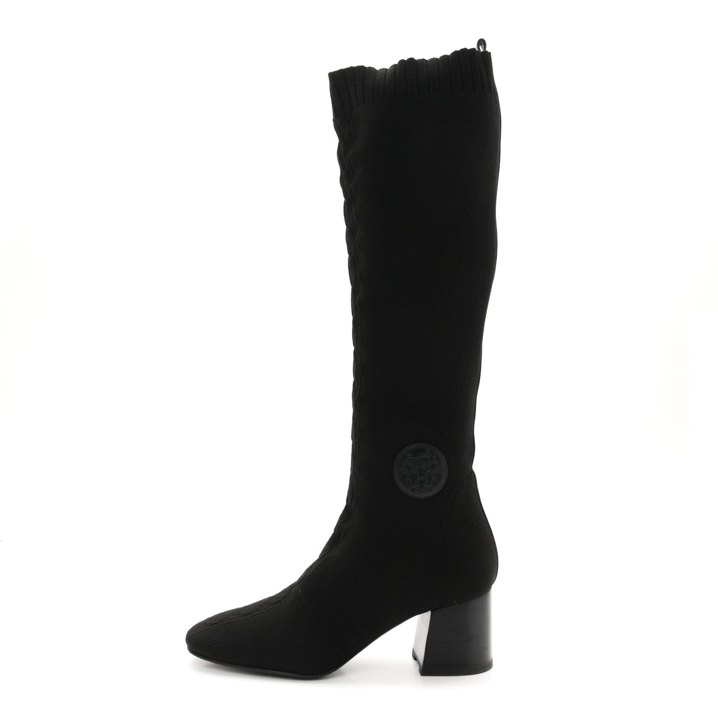 Knit Calfskin Fontaine 60 Boots 37 Black