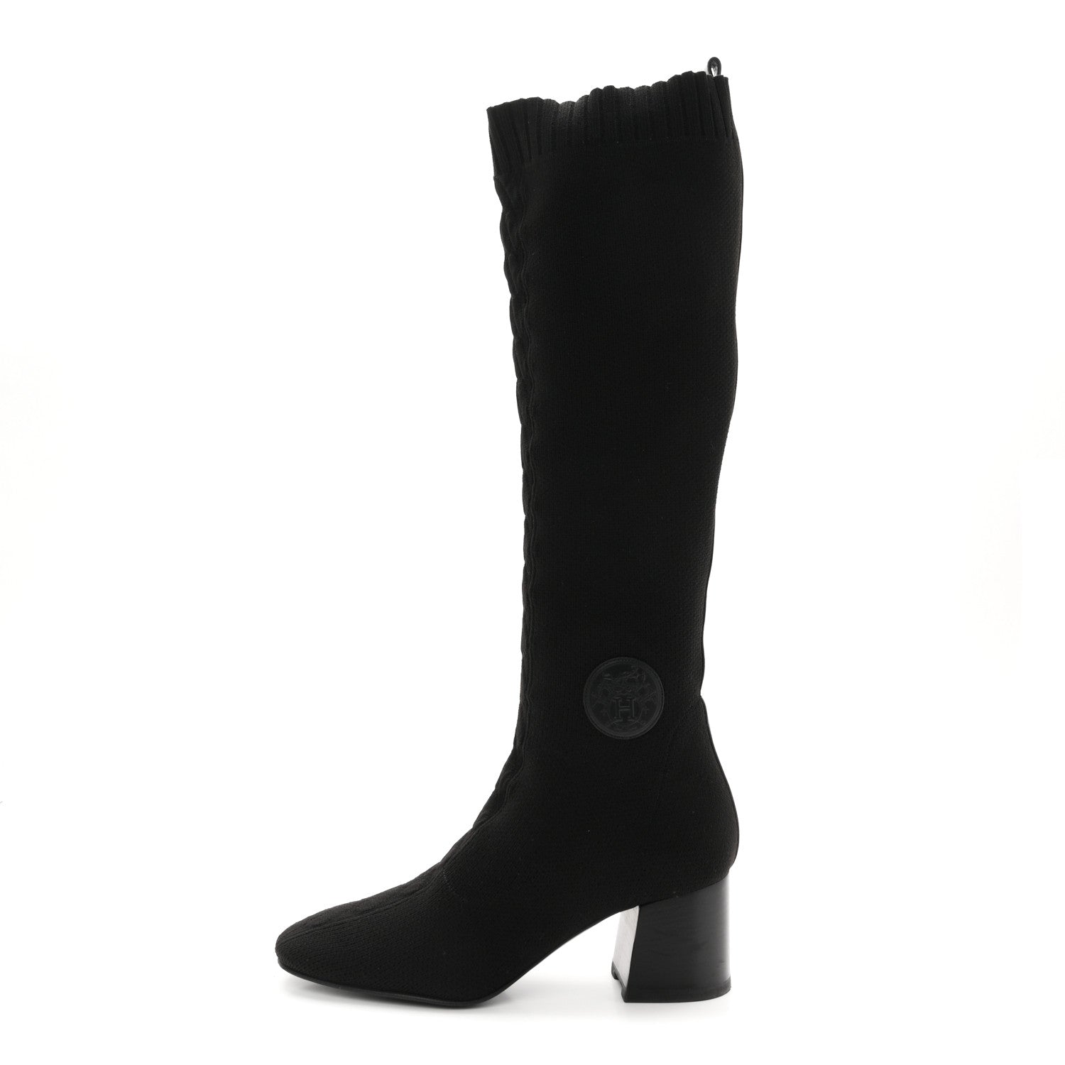 Hermes Knit Calfskin Fontaine 60 Boots 37 Black 1 of 9