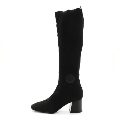 Hermes Knit Calfskin Fontaine 60 Boots 37 Black 1 of 9