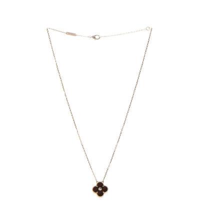 Van Cleef & Arpels 18K Rose Gold Diamond Carnelian Vintage Alhambra Pendant Necklace 4 of 9
