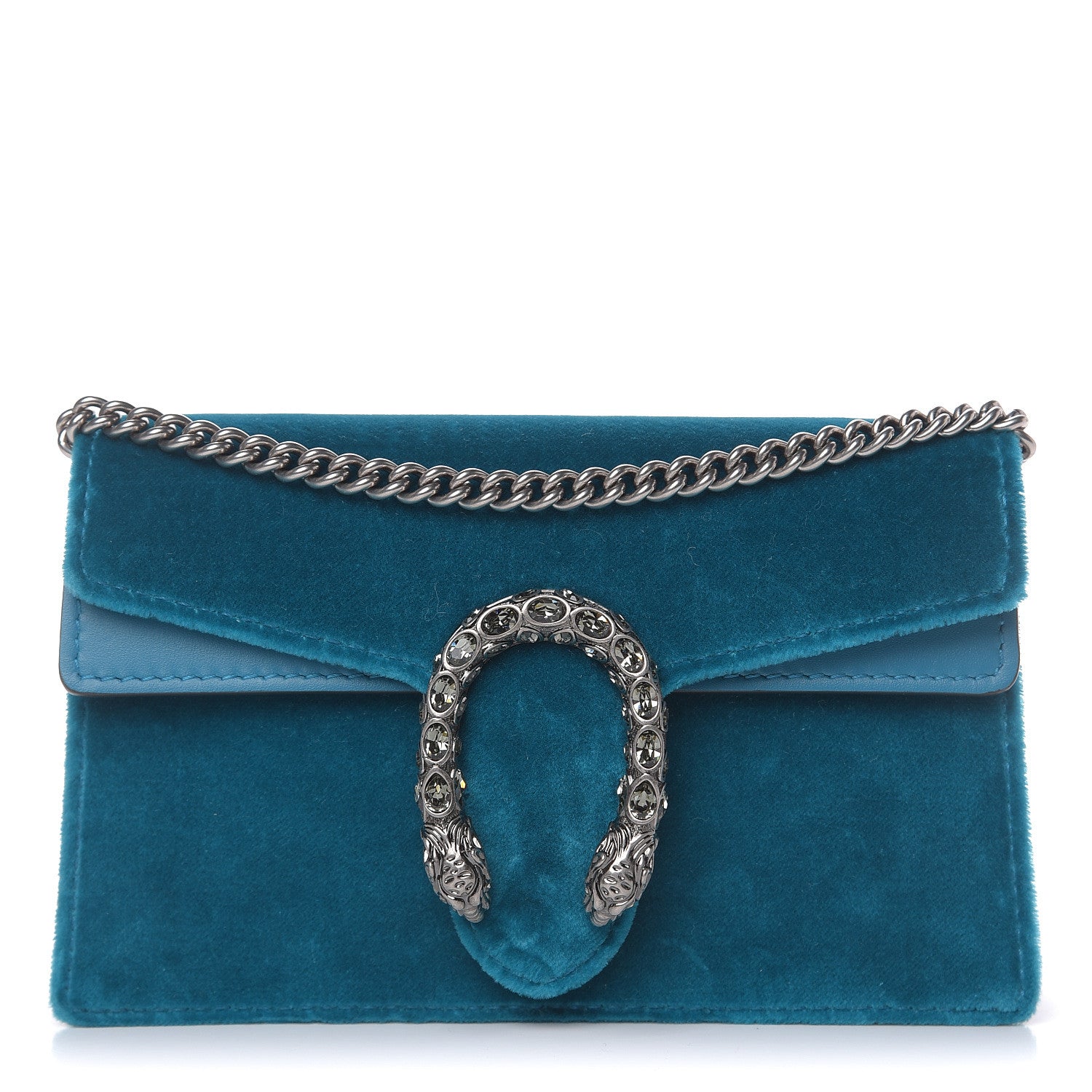 Gucci Velvet Super Mini Dionysus Shoulder Bag Pavone Cyan 1 of 8