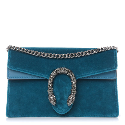 Gucci Velvet Super Mini Dionysus Shoulder Bag Pavone Cyan 1 of 8