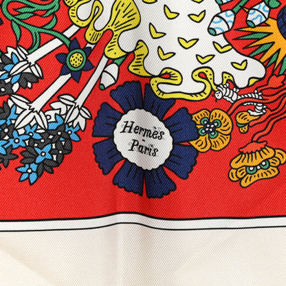 Hermes Silk De l'Ombrelle Aux Duels Double Face Scarf 90 Grege Bleu Vif Multicolor 4 of 5