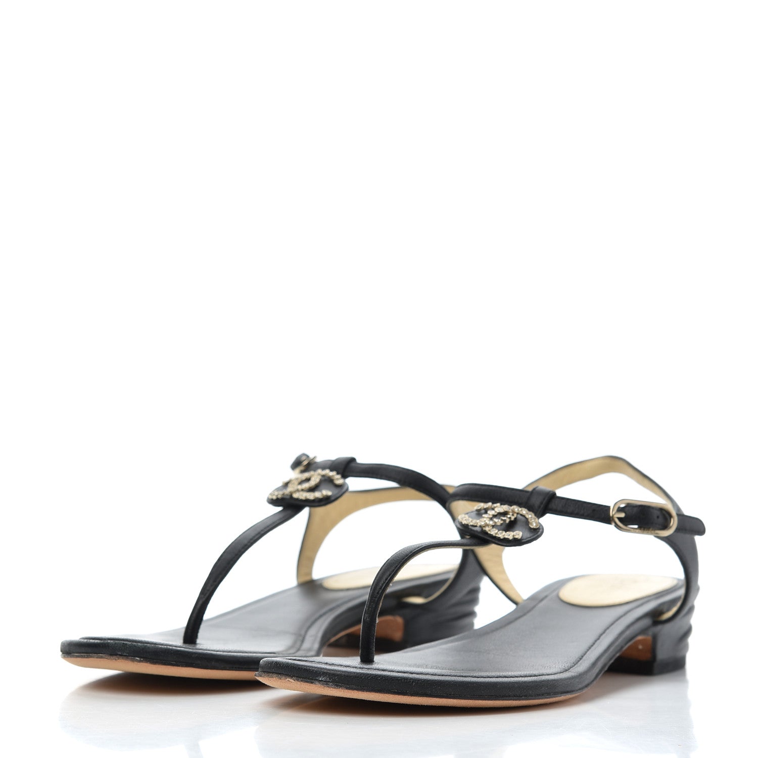 Chanel Lambskin CC Chain Thong Sandals 36 Black 3 of 19