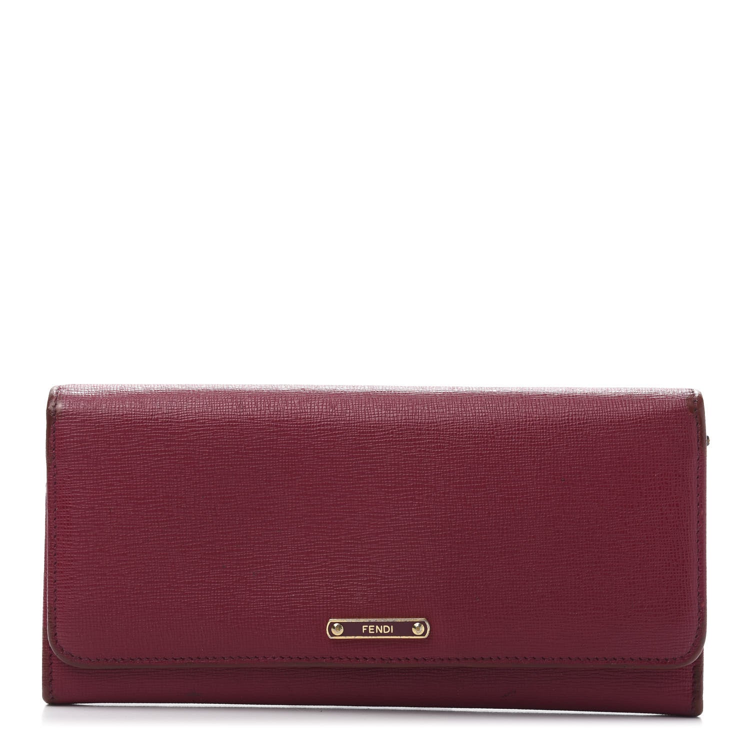 Fendi Vitello Elite Continental Wallet Rosso Scuro Ciliegia 1 of 11
