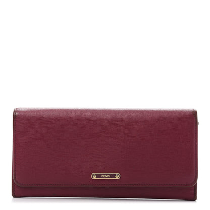 Fendi Vitello Elite Continental Wallet Rosso Scuro Ciliegia 1 of 11