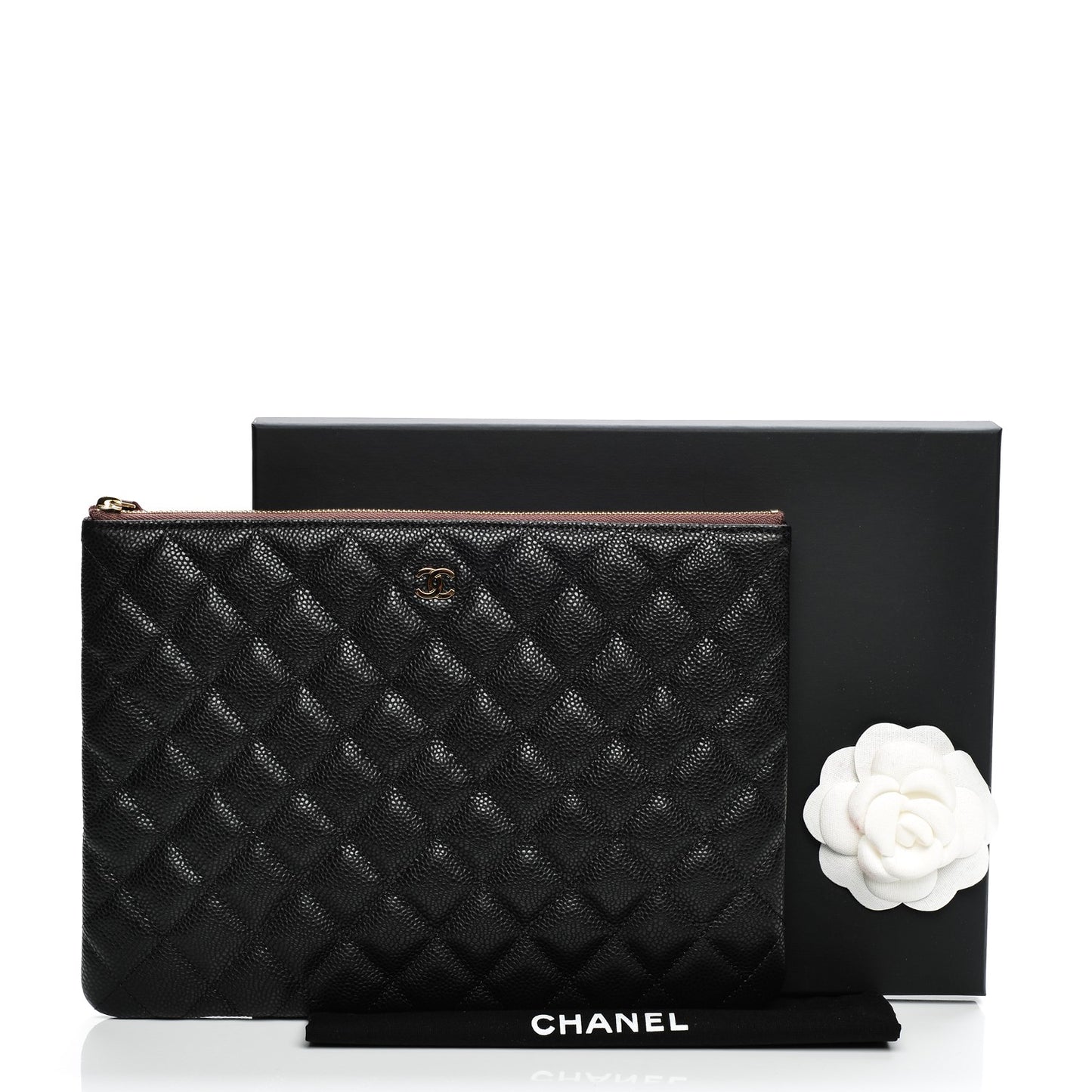 Caviar Quilted Medium Cosmetic Case Black
