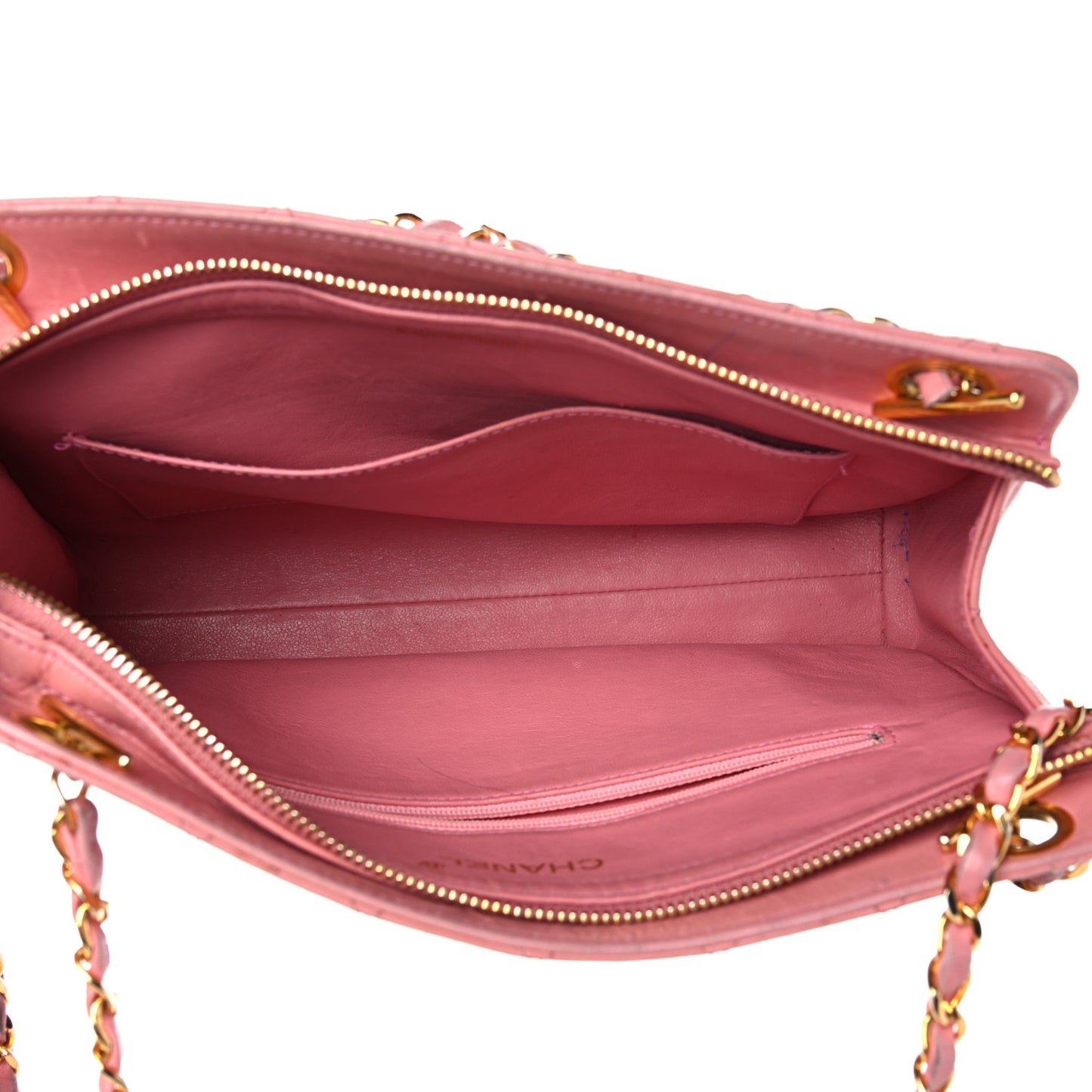 Lambskin Quilted Pocket Flap Shoulder Bag Pink