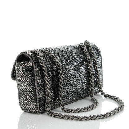 Chanel Sequin East West Flap Dark Silver 3 of 7