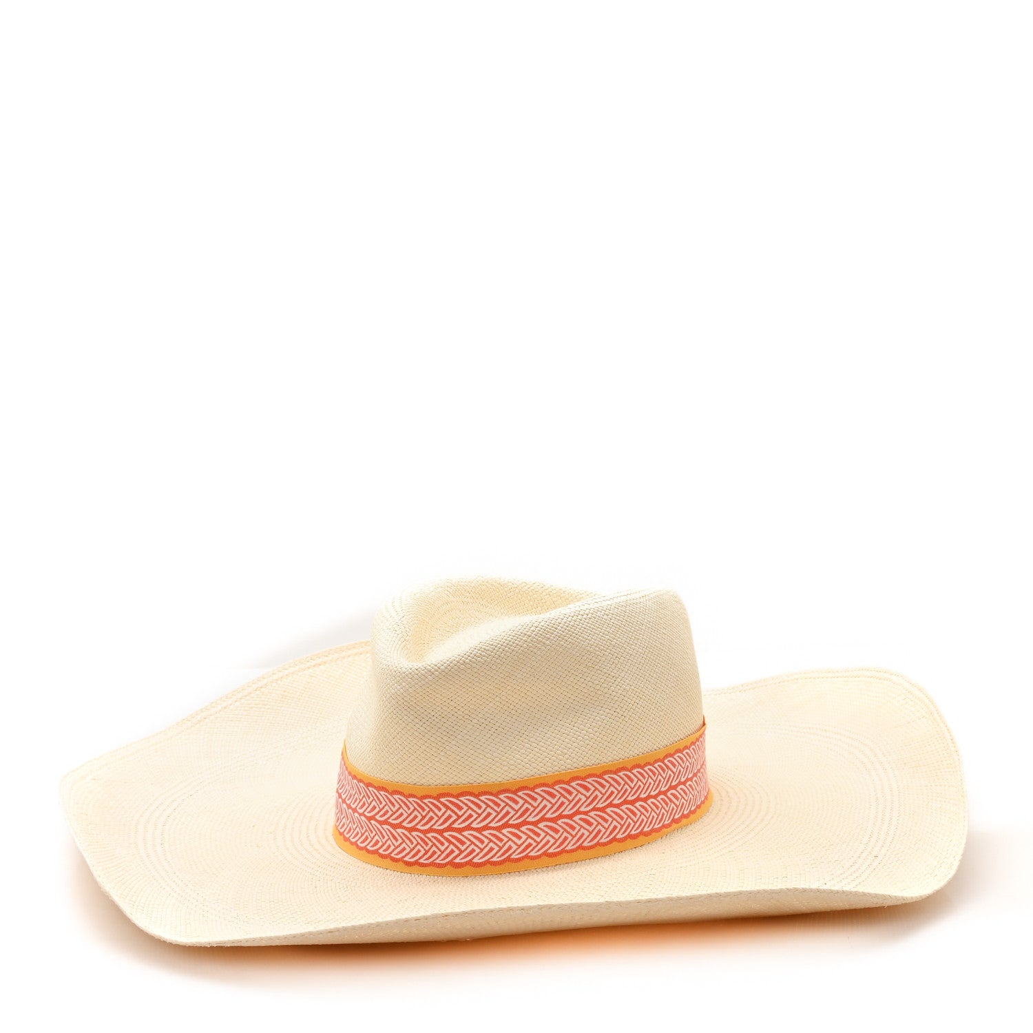 Hermes Straw Arizona Panama Brisa Hat 57 Naturel Orange 5 of 12