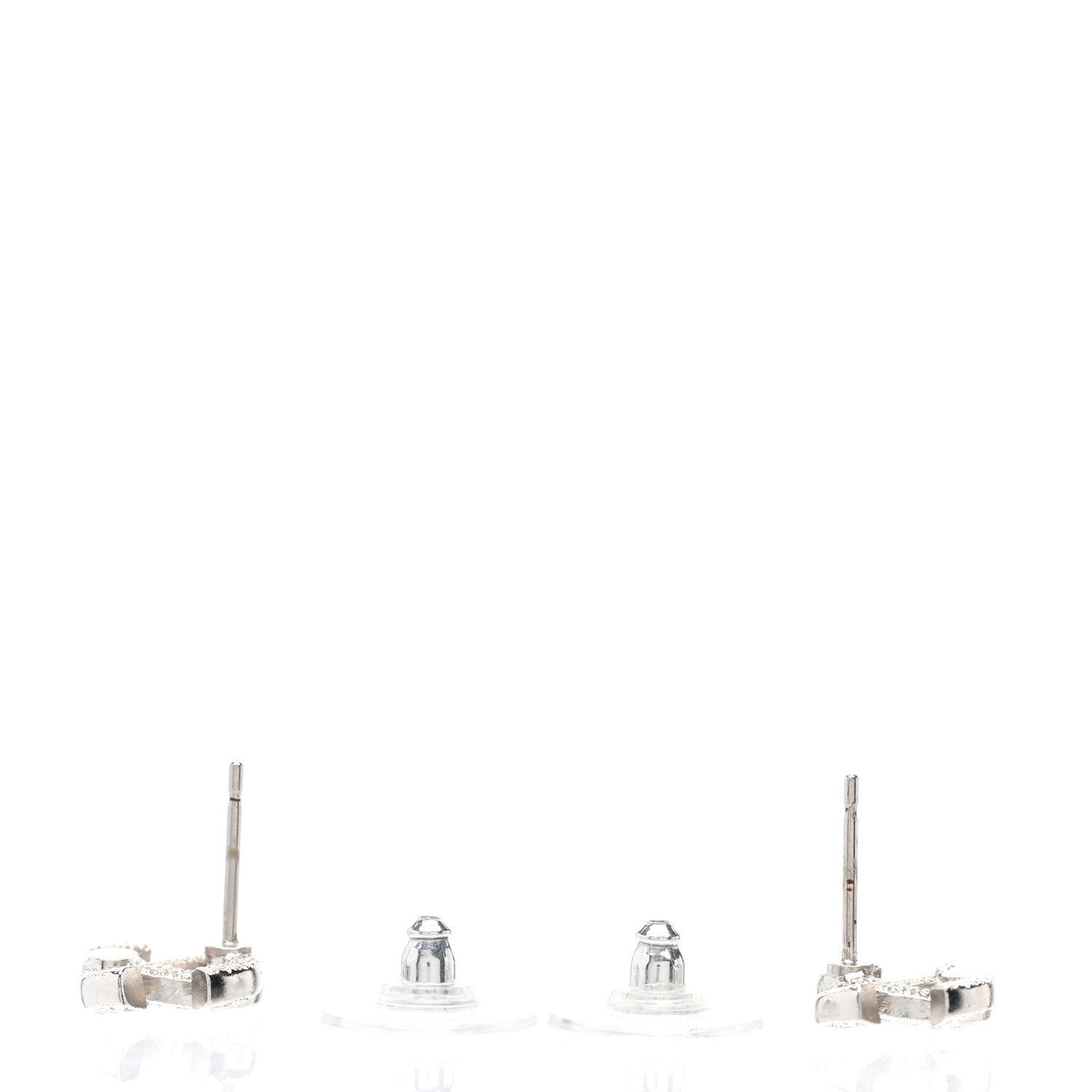 Chanel Crystal Timeless CC Earrings Silver 3 of 5
