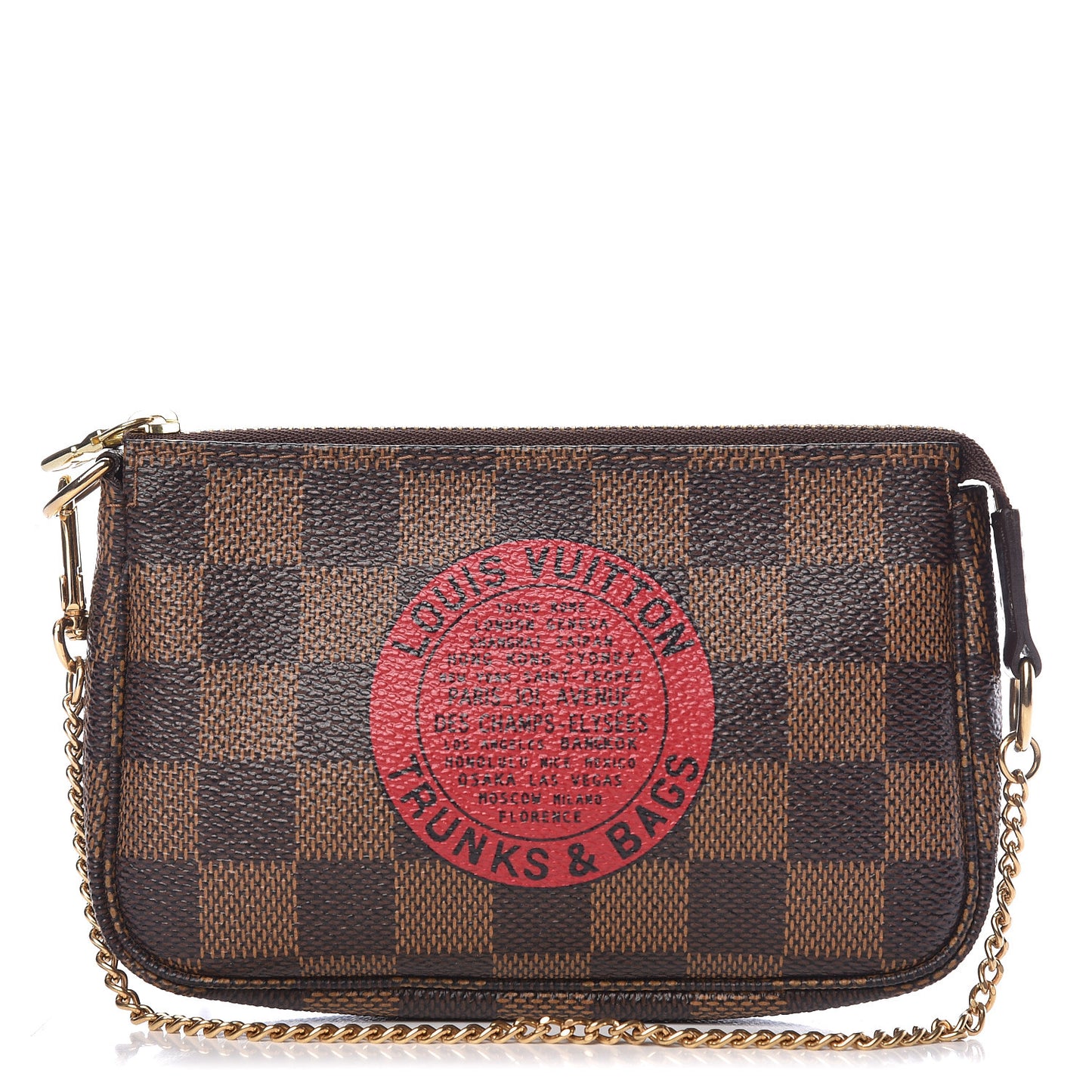 Damier Ebene Complice Trunks and Bags Mini Pochette Accessories Red