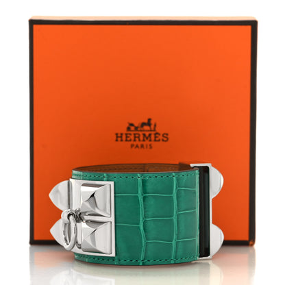 Hermes Shiny Alligator Collier De Chien CDC Bracelet T2 Vert Jade 6 of 6