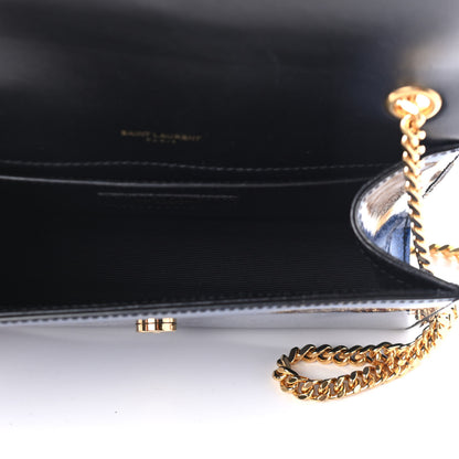 Saint Laurent Glitter Patent Small Monogram Kate Satchel Cobalt 4 of 4