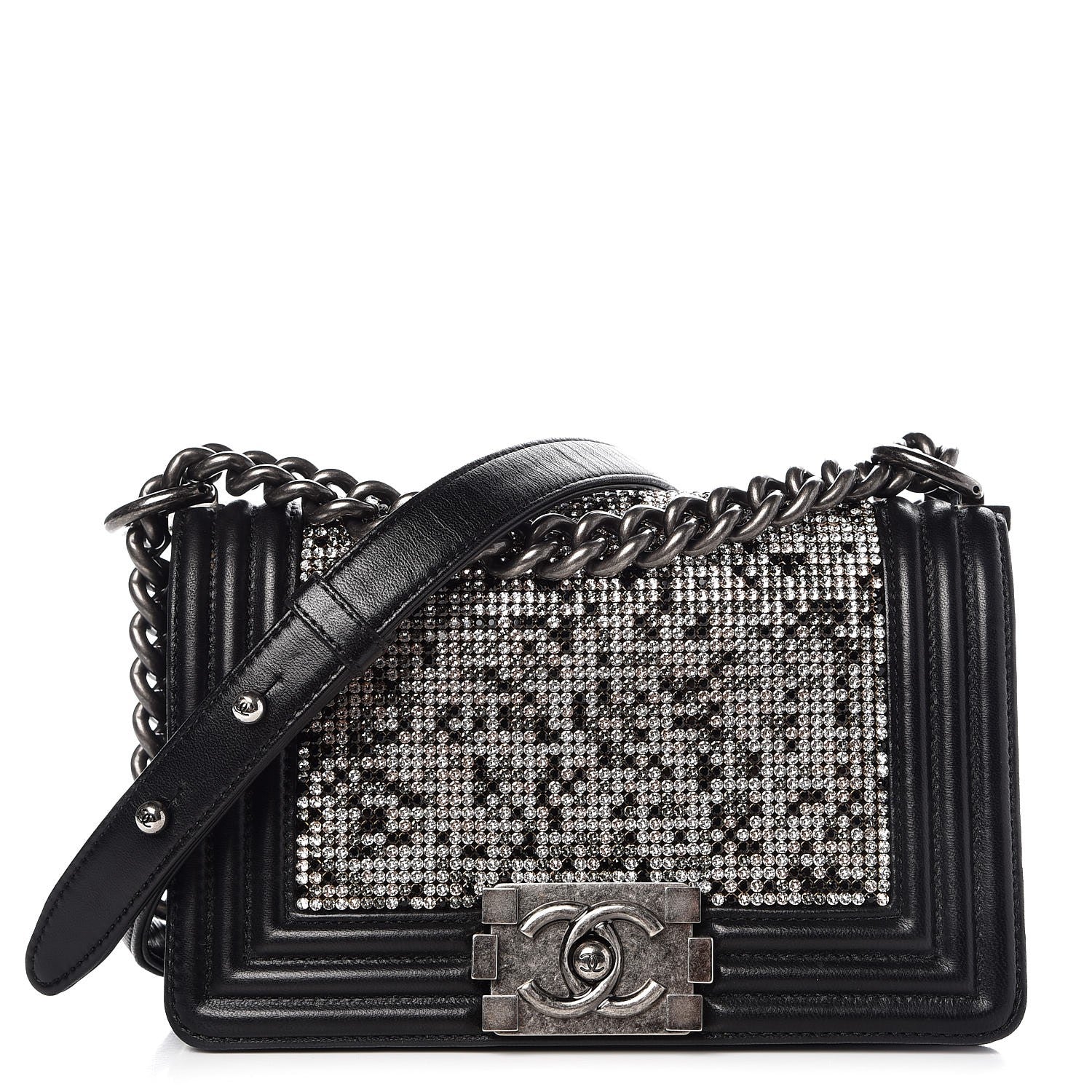 Chanel Calfskin Crystal Studded Small Studded Boy Flap Black 1 of 12