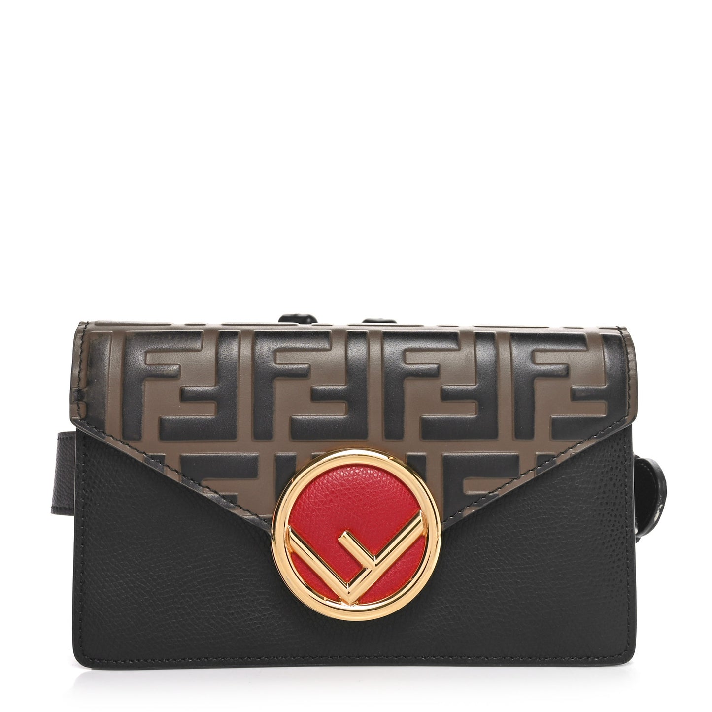 Vitello Cruise F is Fendi Bi-Color FF 1974 Embossed Envelope Belt Bag Maya Black