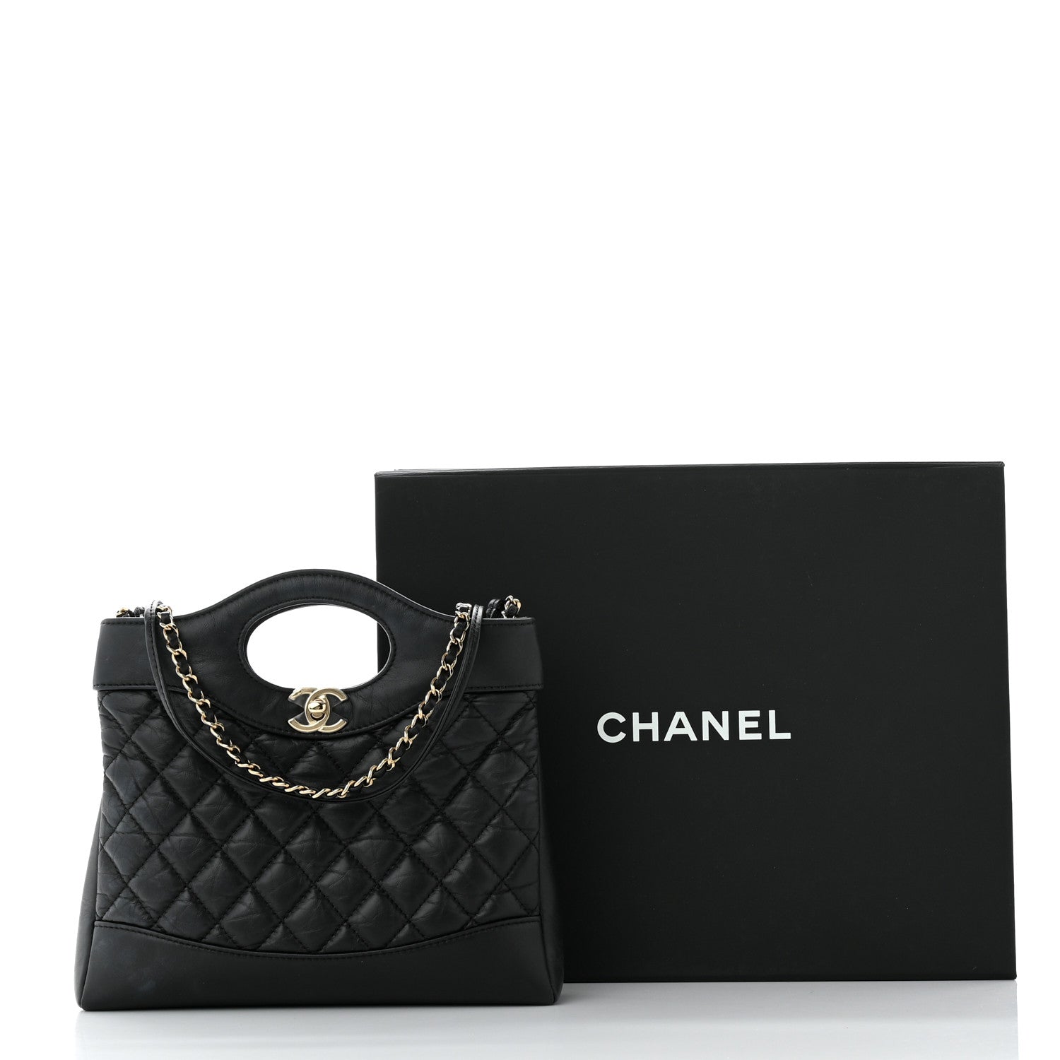Chanel Aged Calfskin Quilted Mini 31 Shopping Bag Black 11 of 11