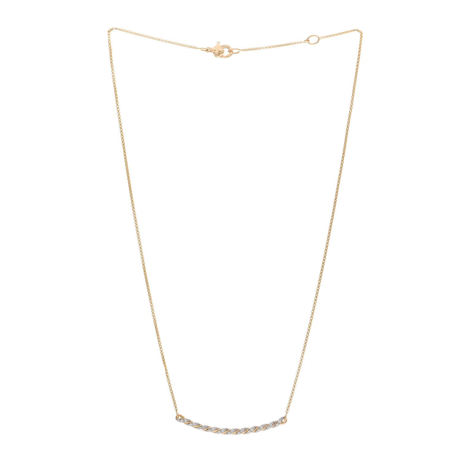 David Yurman 18K Yellow Gold Diamond Paveflex Petite Pave Station Necklace 3 of 4