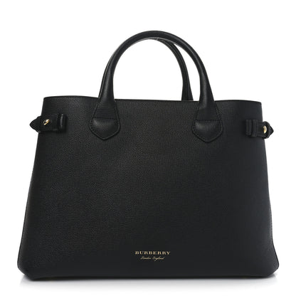 Burberry Derby Calfskin House Check Medium Banner Tote Black 1 of 8