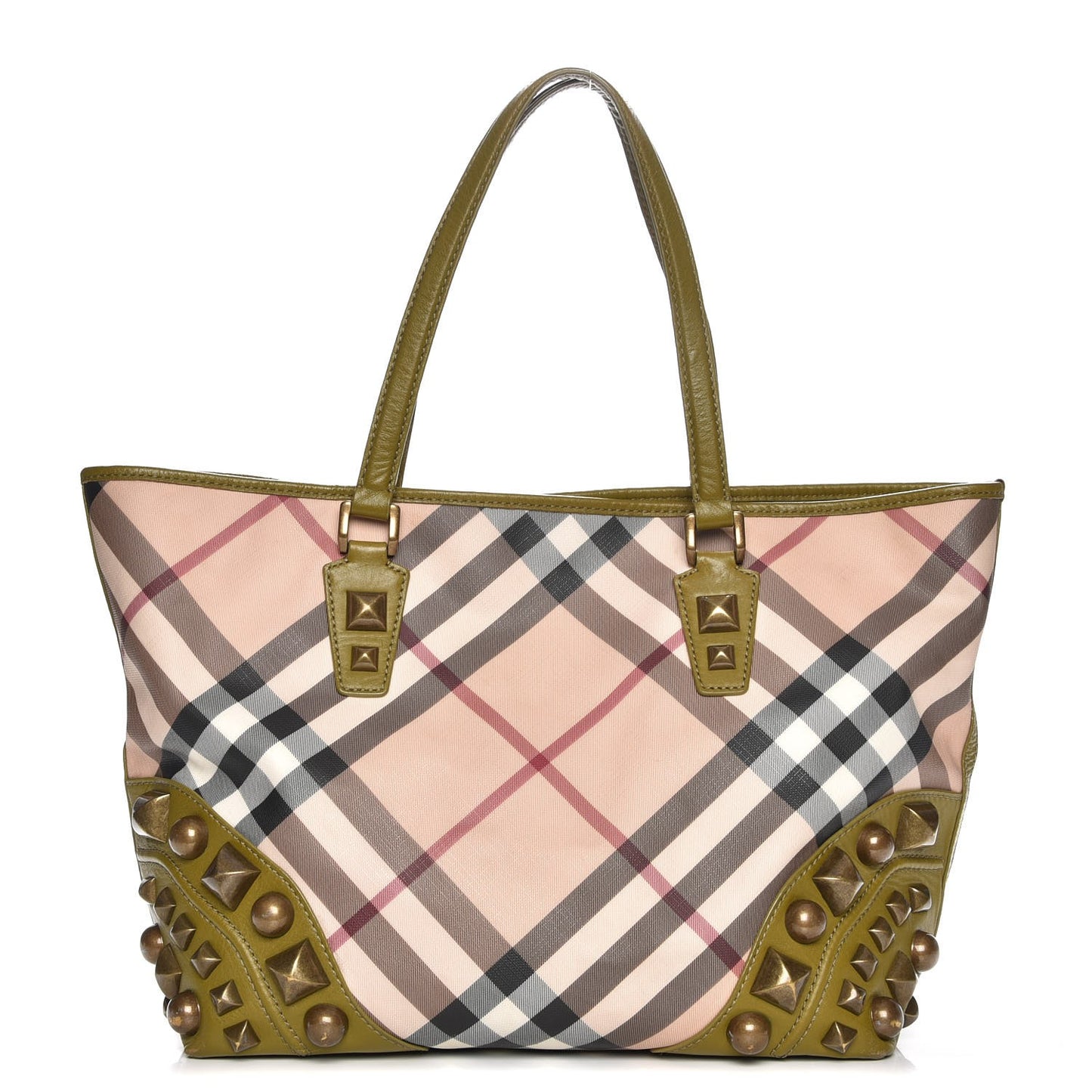 Nova Check Mega Stud Nickie Tote Green