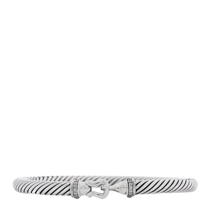 David Yurman Sterling Silver Diamond 5mm Cable Buckle Bracelet 2 of 3