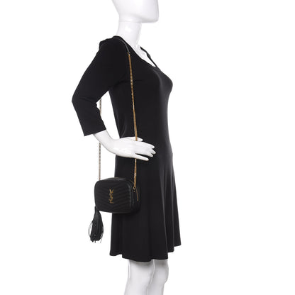 Saint Laurent Grain De Poudre Matelasse Monogram Mini Lou Camera Bag Black 2 of 10