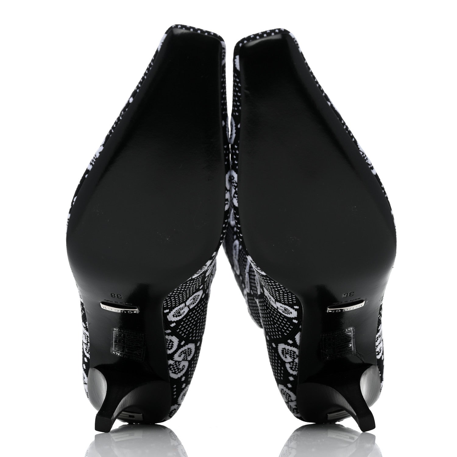 Gucci Technical Jersey Knit GG Monogram Square G 75mm Ankle Boots 38 Black Great White 5 of 9