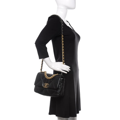 Chanel Goatskin Quilted Medium 19 Flap Black 2 of 13