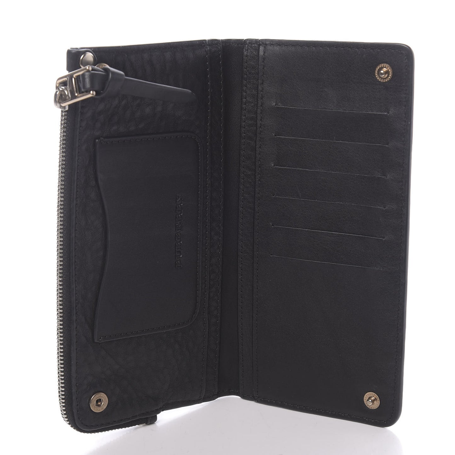 Grainy Calfskin Zip Wallet Black
