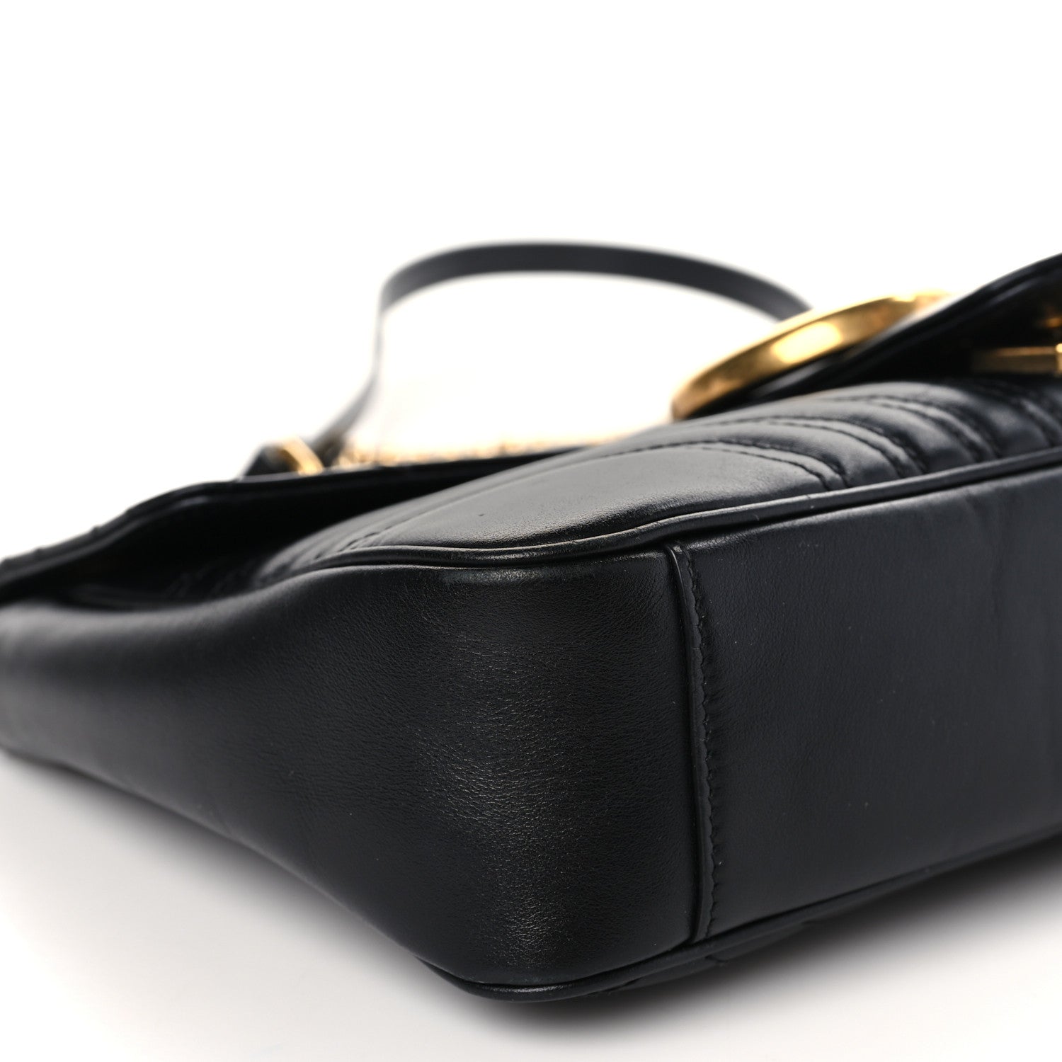 Gucci Calfskin Matelasse Medium GG Marmont Shoulder Bag Black 8 of 9