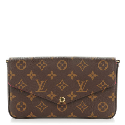 Louis Vuitton Monogram Pochette Felicie Chain Wallet Fuchsia 1 of 8