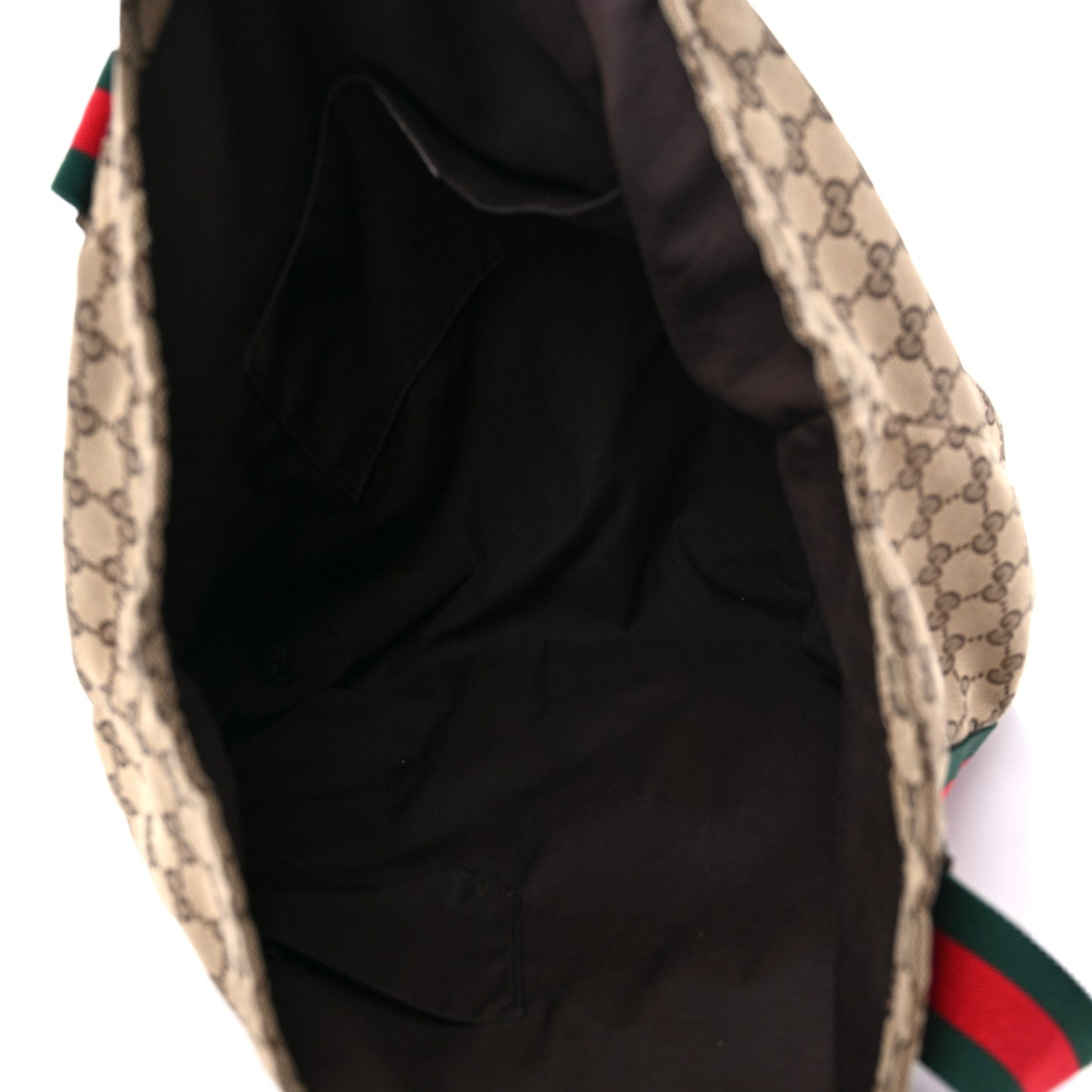 GG Monogram Medium Web Handle Vertical Tote Dark Brown