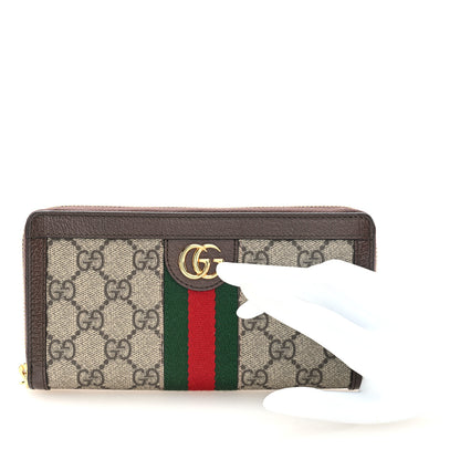 Gucci GG Supreme Monogram Web Ophidia Zip Around Wallet Brown 2 of 7
