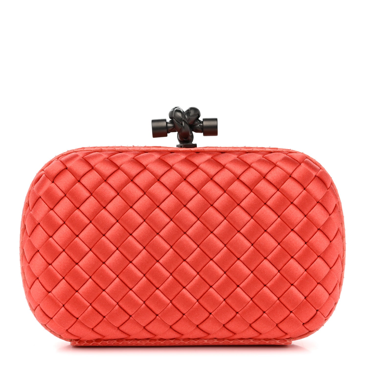 Bottega Veneta Satin Intreccio Impero Ayers Knot Clutch Magma 1 of 6